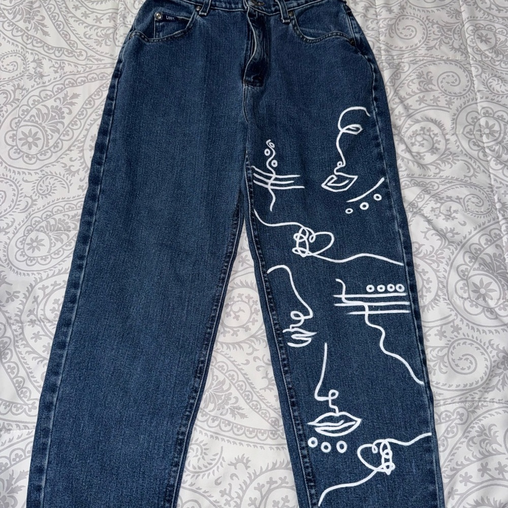 Hand painted vintage Lee denim jeans